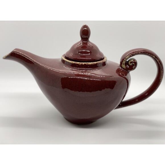 Pier 1 Imports Aladdin Teapot w/Lid Earthenware Rustic Red Holds 2 Cups - Picture 2 of 10